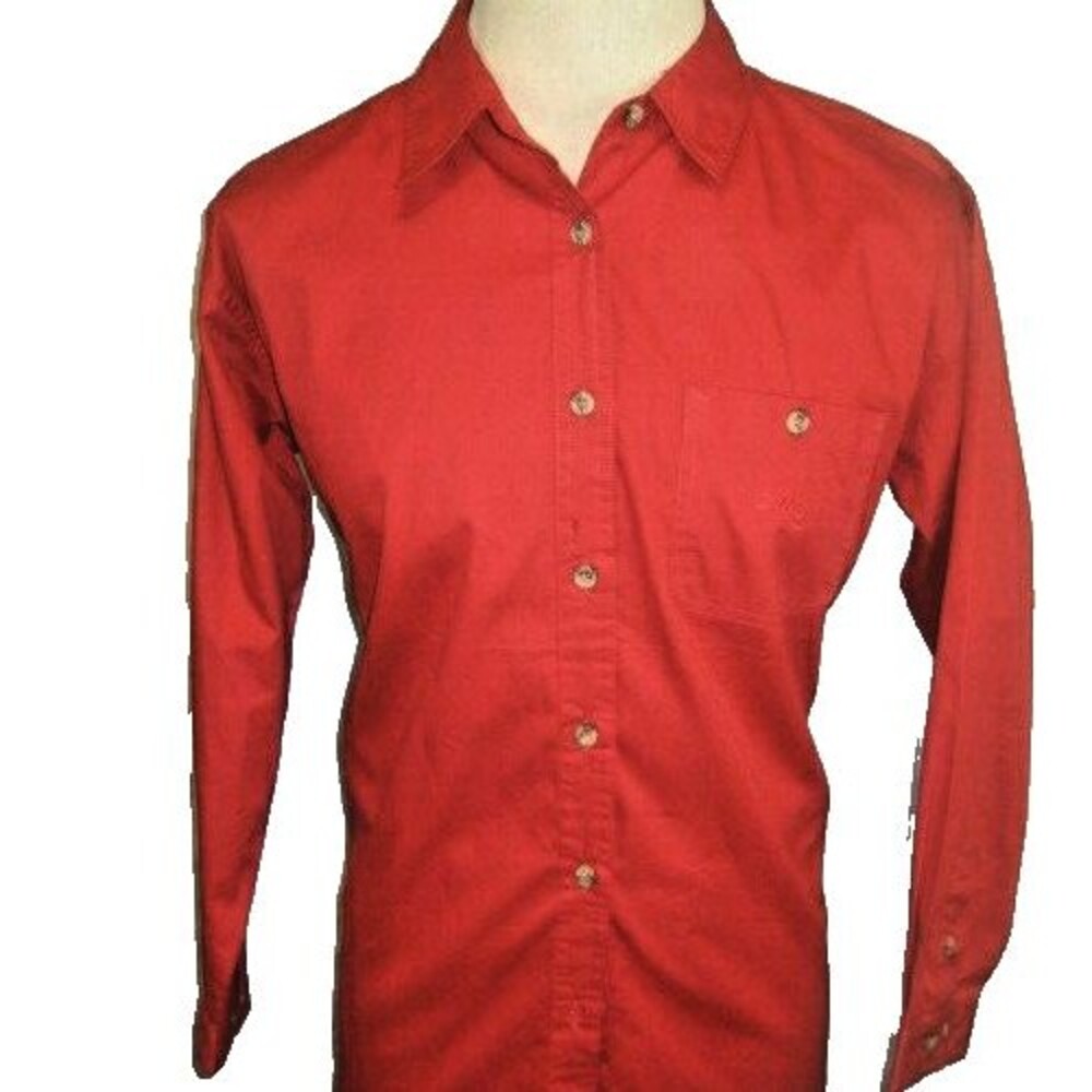 Womens Mountain Lake Dark Red Cotton LS Casual Shirt sz M